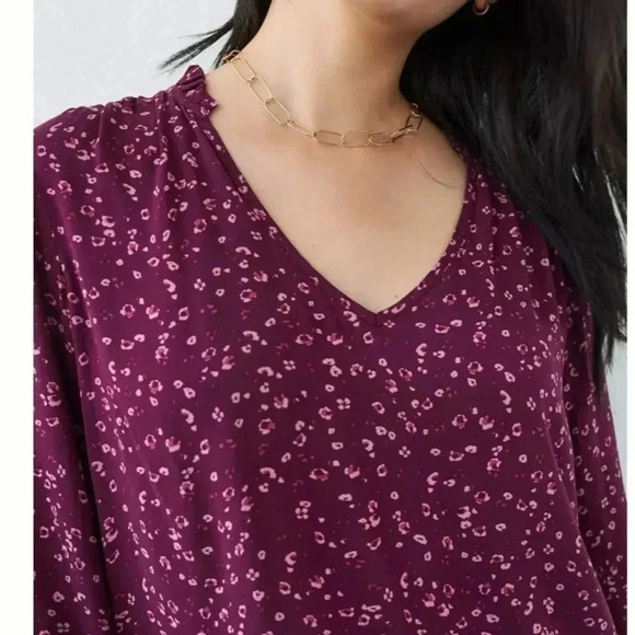 Cloth & Stone by Anthropologie Plum Leopard Print Blouse Size M - Picture 1 of 5